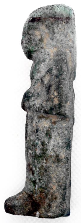 PHARAOHNIC EGYPT, SHABTI, SIDE VIEW Egyptian Faience Ushabti, 1075-712 BC, 25 x 95 mm; intact.jpg