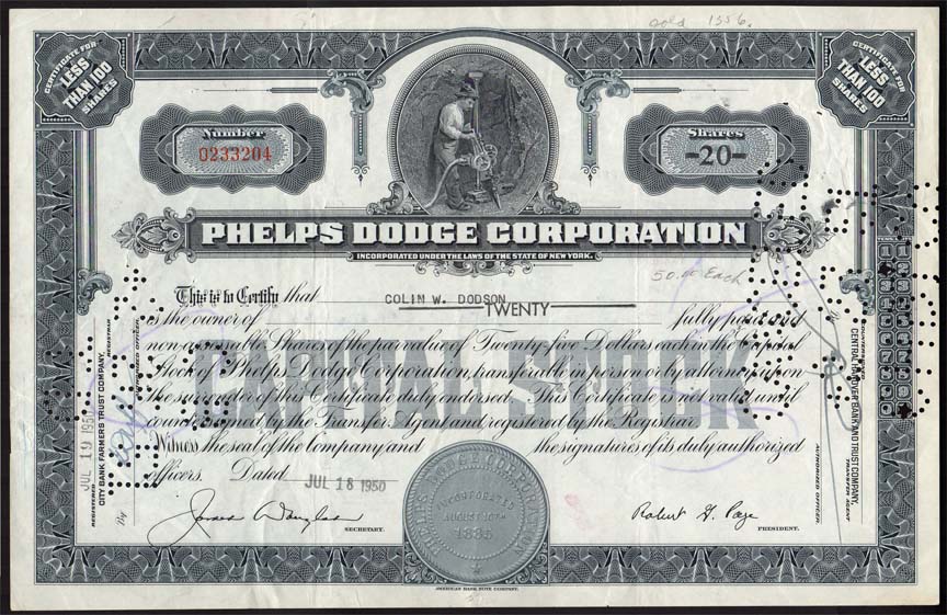 Phelps Dodge Co miner stock.jpg