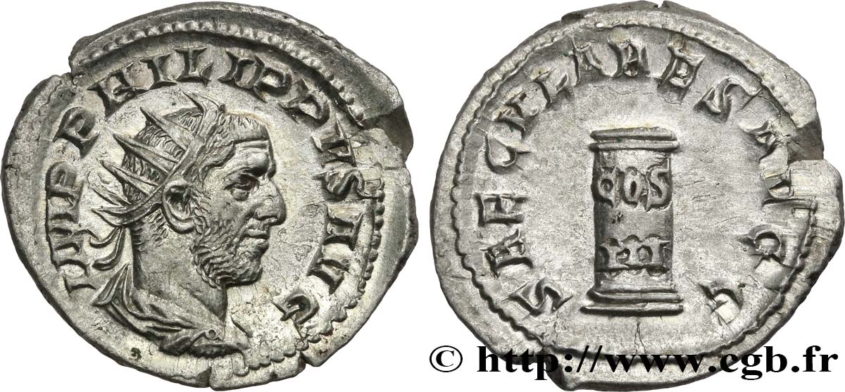 Philip I denarius cippus - SAECVLARES AVGG - COS III.jpg