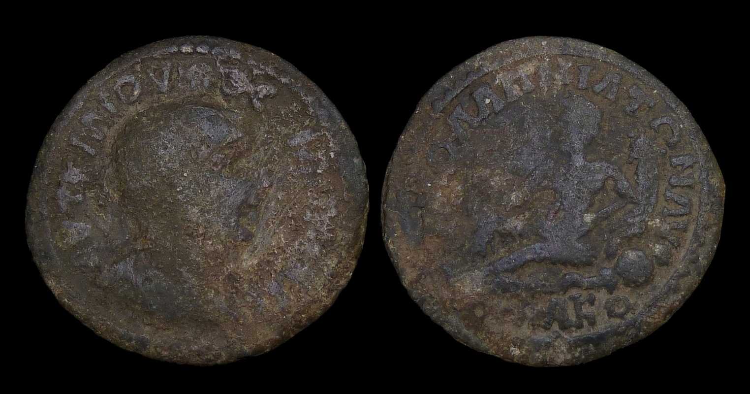 Philip I - Pisidia Apollonia-Mordiaeum AE26 River God 2950.jpg