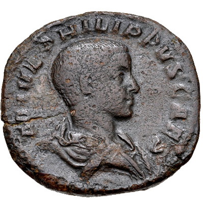 Philip II Sestertius Spear and Globe a.jpg