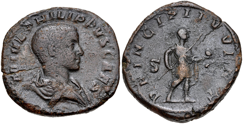 Philip II Sestertius Spear and Globe.jpg