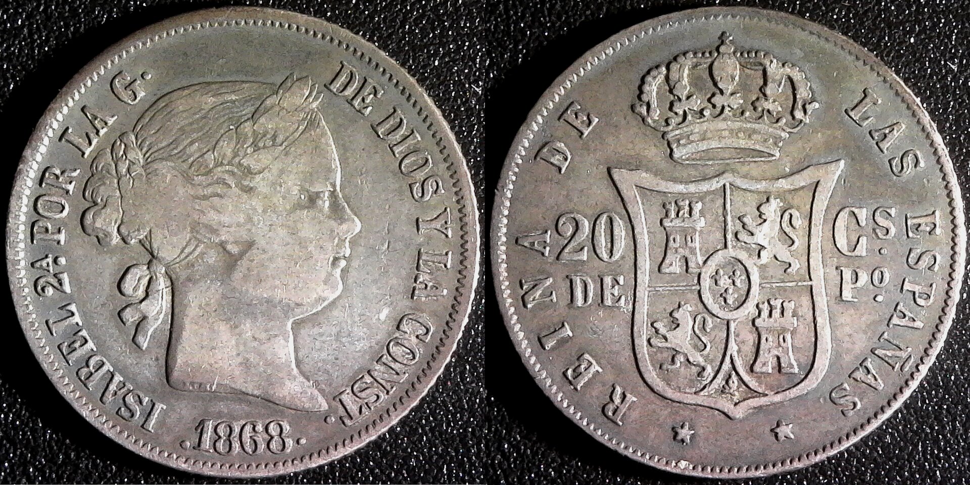 Philippines under Spain; Silver 20 Centavos 1868 KM#146 obv.jpg
