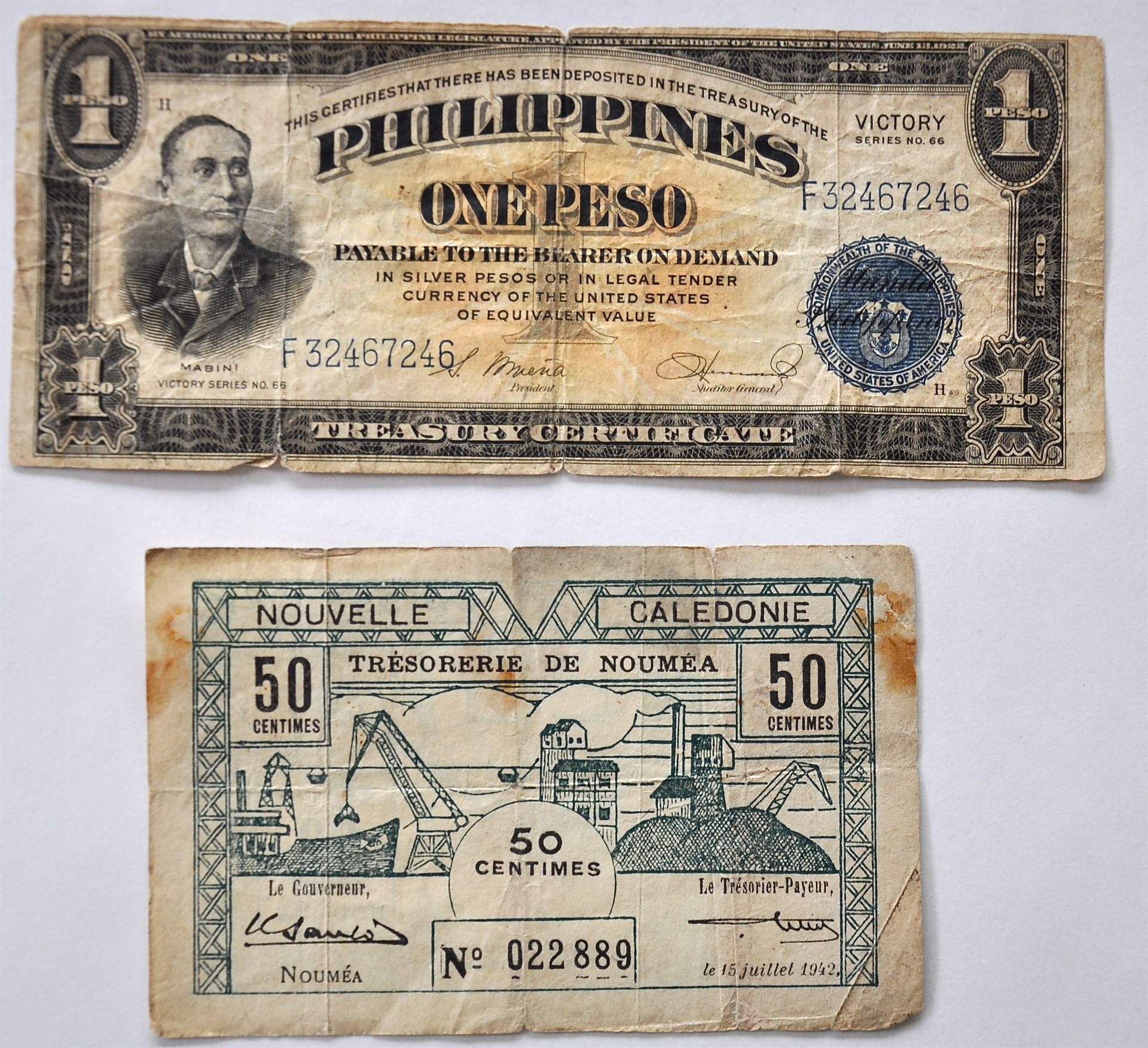 Philippines Victory Peso&New Caledonia centimes.jpg