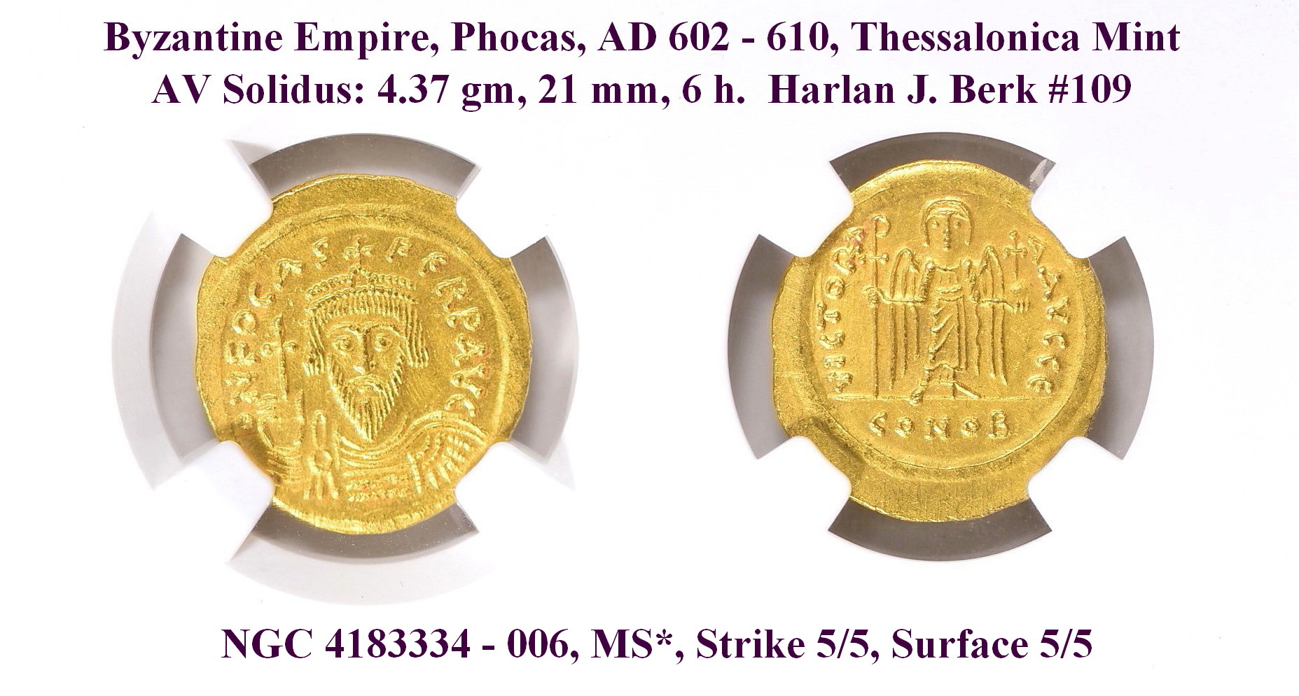 Phocas, Thessalonica, AV Solidus, AD 602-610, Berk # 109.jpg