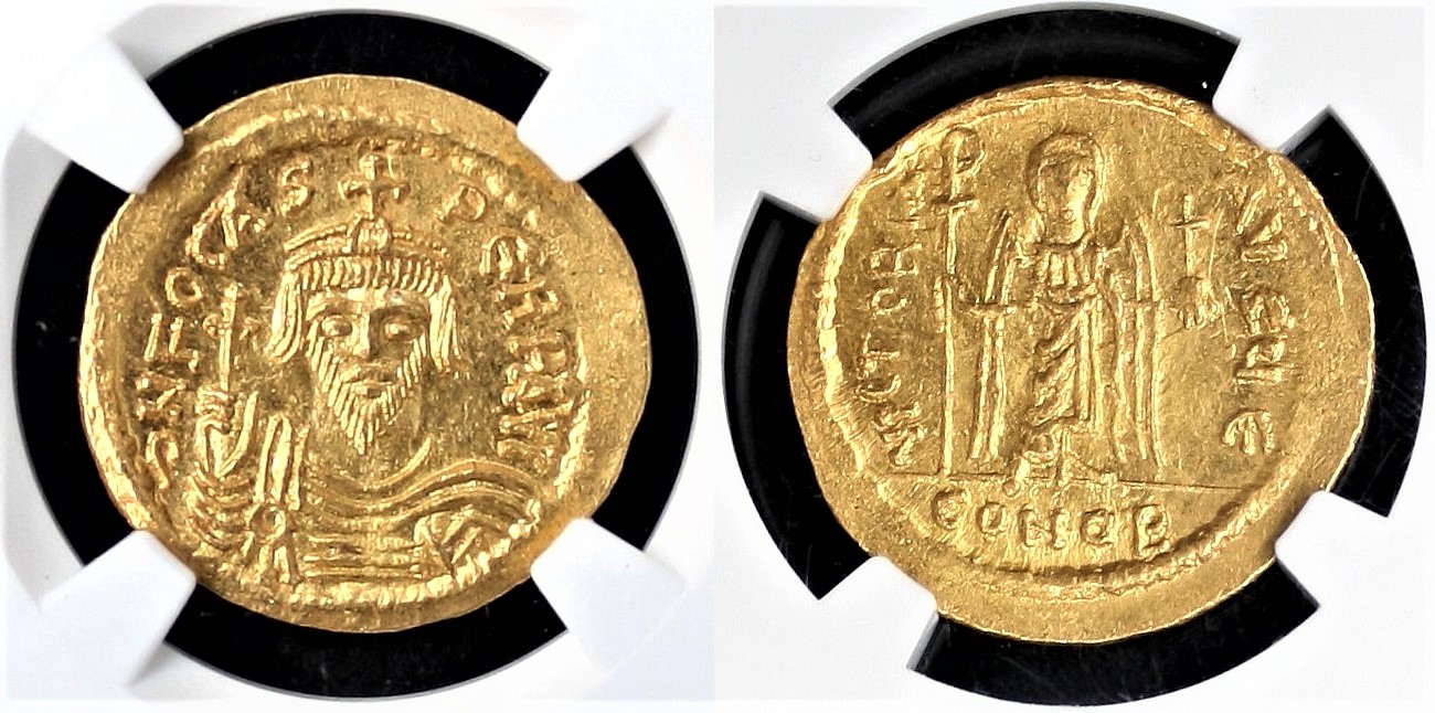 Phocus, AV Solidus, NGC 4280854-003, Constantinople Mint, 5th Officina.jpg