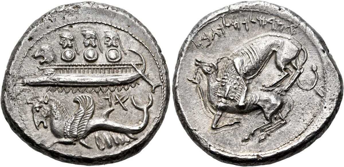 Phoenician Silver Shekel of Urimilk III (minted in Byblos sometime between 365 and 350 BCE).jpg