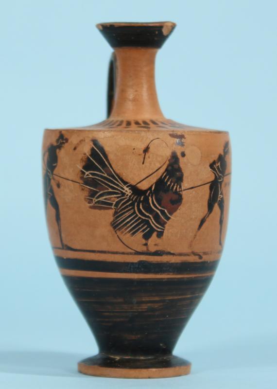 Photo 2 Attic Black-Figure Lekythos, Pygmies Hunting Rooster, Hixenbaugh.jpg