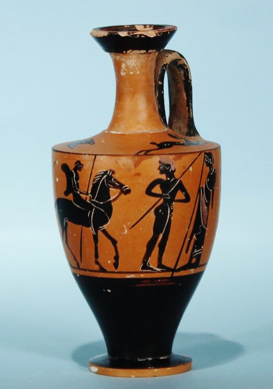 Photo 3 Attic Black-Figurre Lekythos - Hixenbaugh - Hound & Hare, soldier departing.jpg