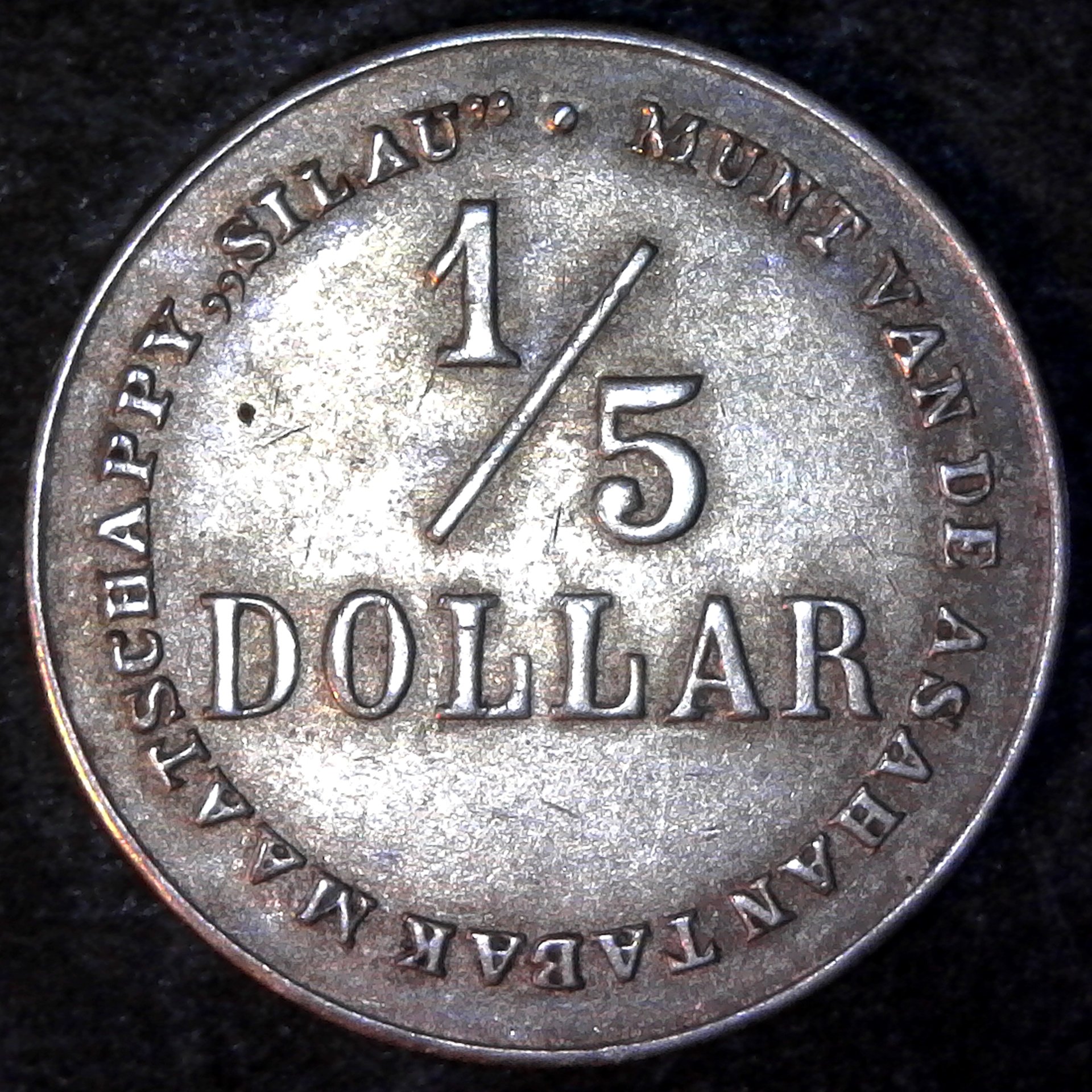 Plantation token Asahan Tabak Maatschappij Silau Sumatra 1902-1913  L&W-252b A.jpg