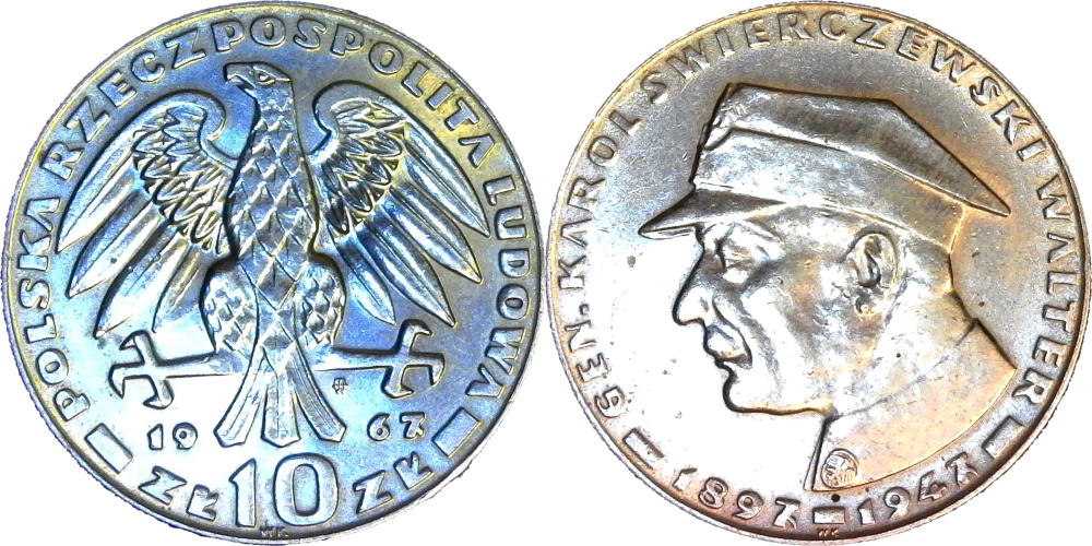 Poland 10 Zlotych 20th Anniversary - Death of General Swierczewski 1967 obv-cutout-side.jpg