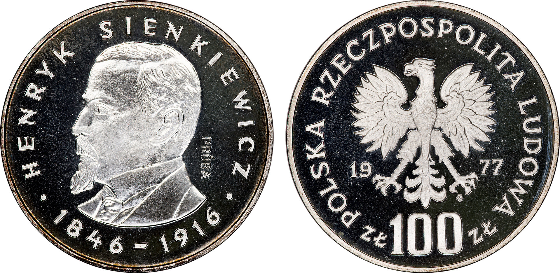 Poland - 1977 Proba Proof 100 Zlotych (Henryk Sienkiewicz - Pr301).jpg