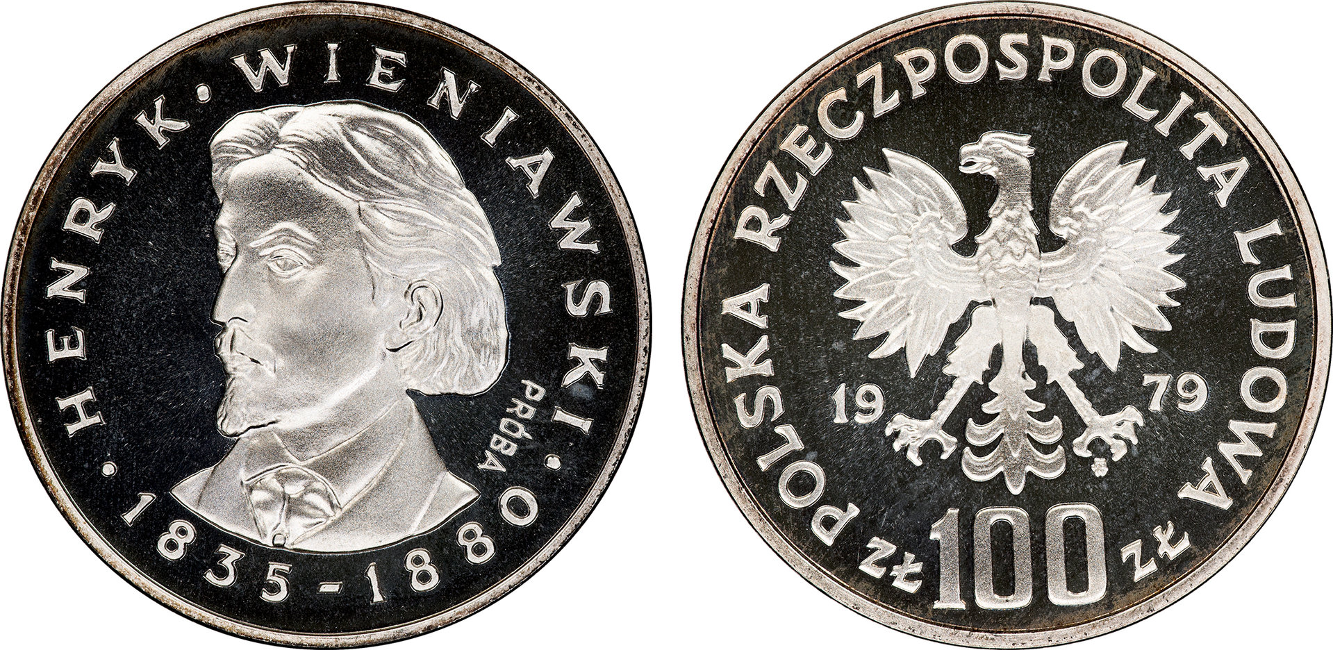 Poland - 1979 Proba Proof 100 Zlotych (Henryk Wienlawski - Pr349).jpg