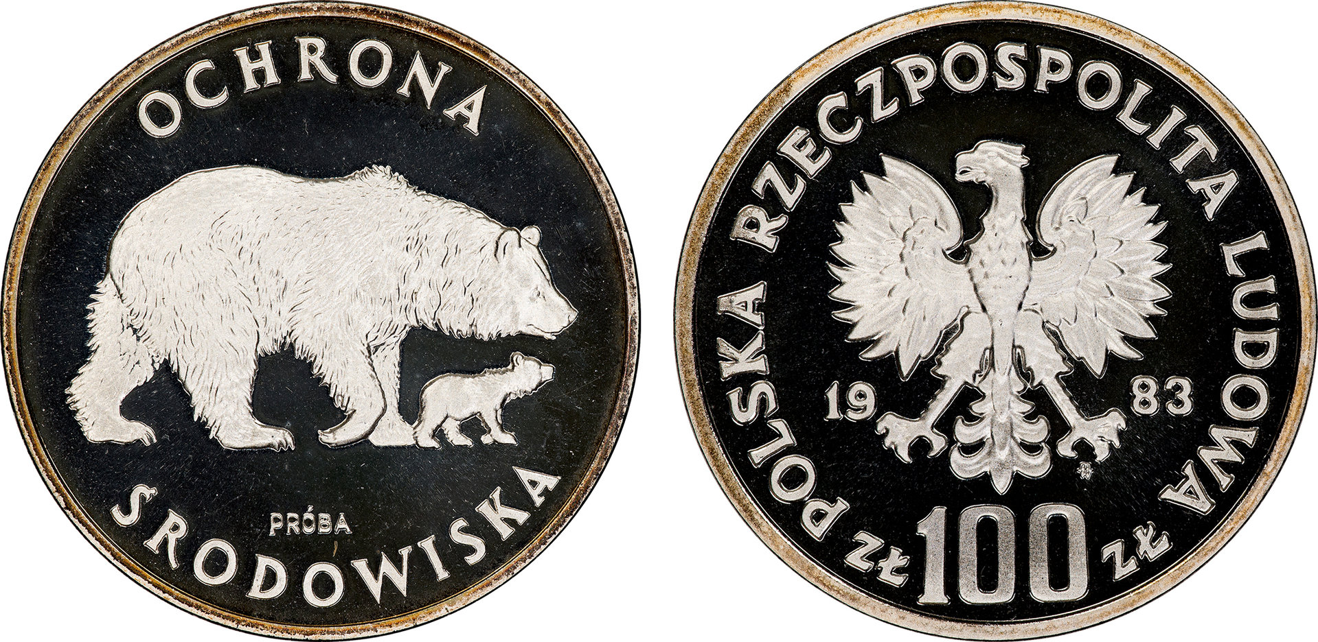 Poland - 1983 Proba Proof 100 Zlotych (Bears - Pr489).jpg