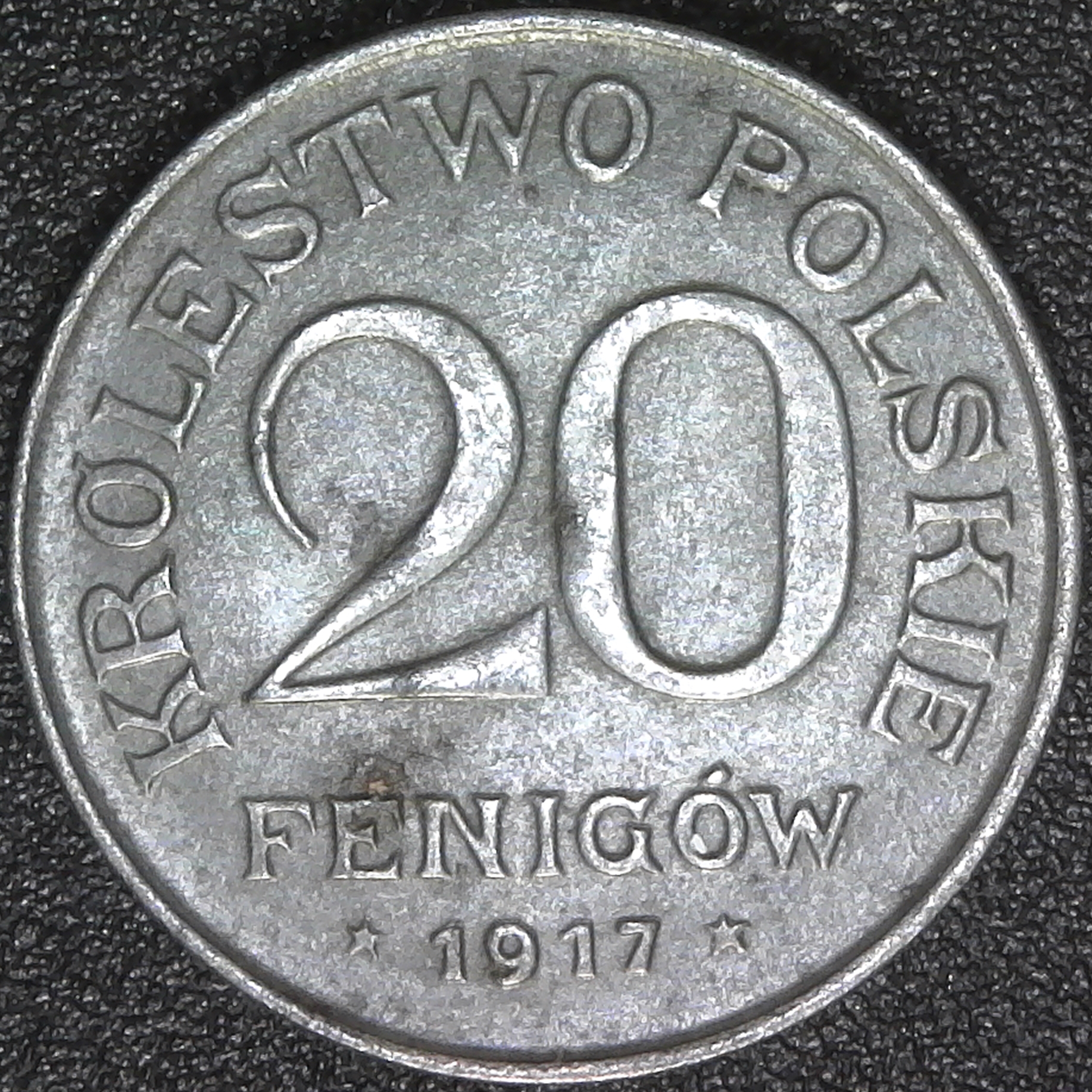 Poland Krolestwo Polskie German Occupation; Iron 20 Fenigow 1917-FF Y#7 obv.jpg