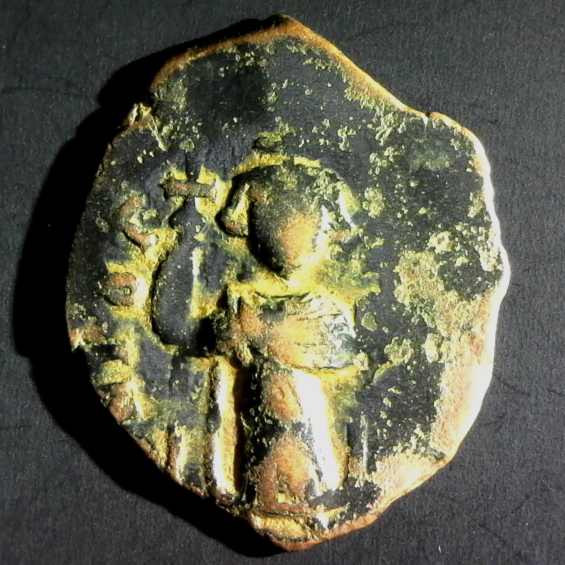 Pseudo-Byzantine, early Islamic coinage from Syria, c.647-664AD obv.jpg