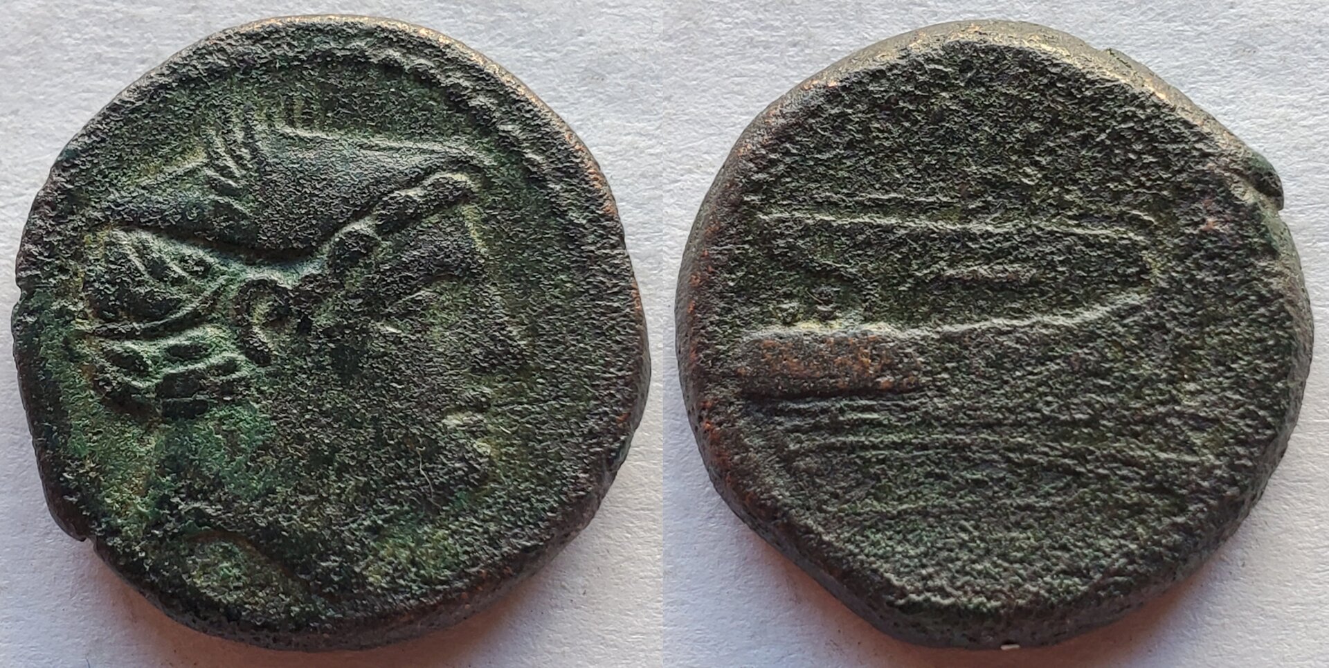 Republic anonymous AE Semuncia mercury prow Punic War 211 BC.jpg