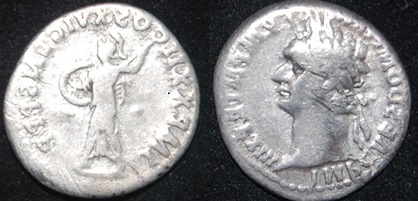 RI Domitian AR Denarius 81-96 CE Minerva spear shield VIC GENS FLIPPED-Joke.jpg