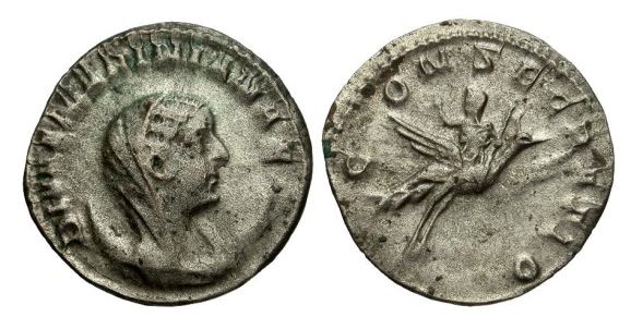 RI Mariniana AR Ant 253-254 CE DIVA Crescent - On Peacock flying 21.2mm 3.1g RIC VII 6 Rome.JPG