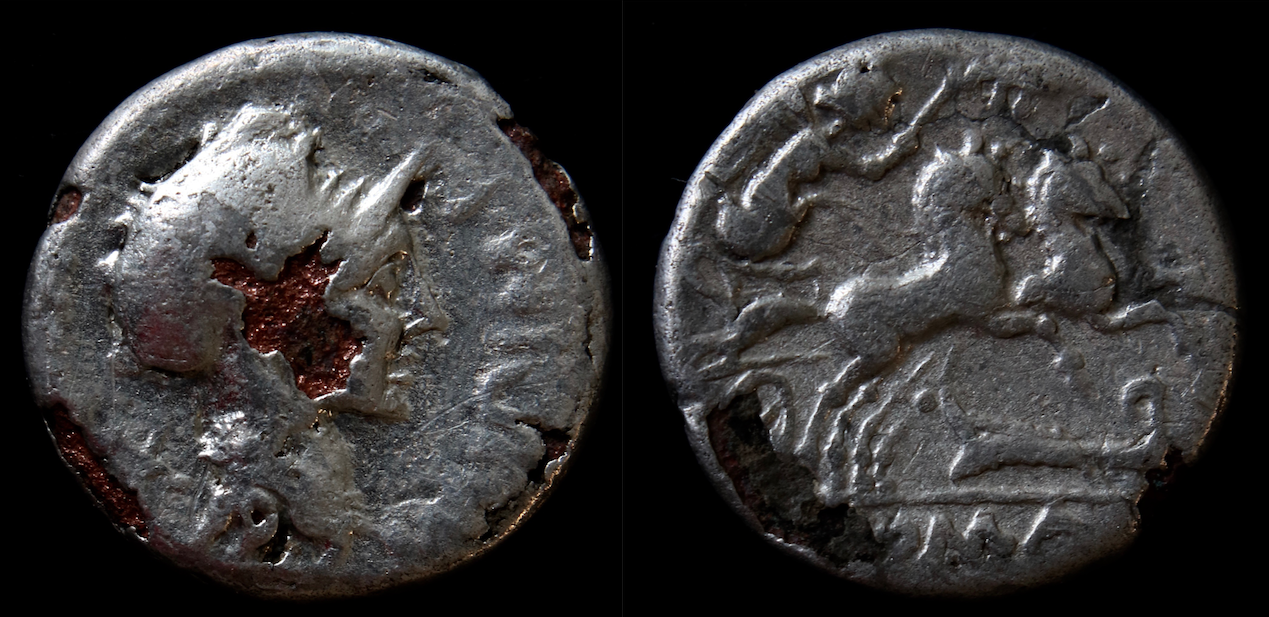 Römische Republik – Denar, fourée, Cipius, Roma und Victoria in Biga.png