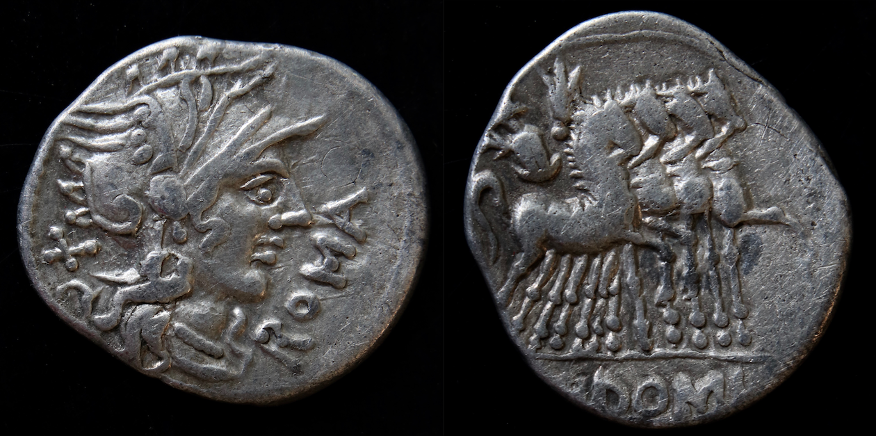 Römische Republik – Denar, Domitius Ahenobarbus, Jupiter in Quadriga.png