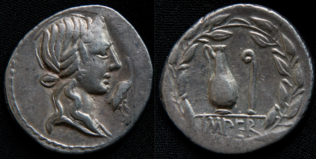 Römische Republik – Denar, Metellus, Pietas und Krug:Lituus.png