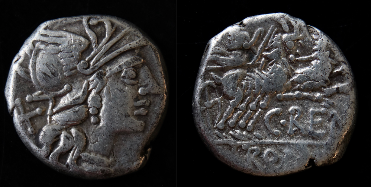 Römische Republik – RRC 231:1, Denar, Renius, Ziegenbiga.png