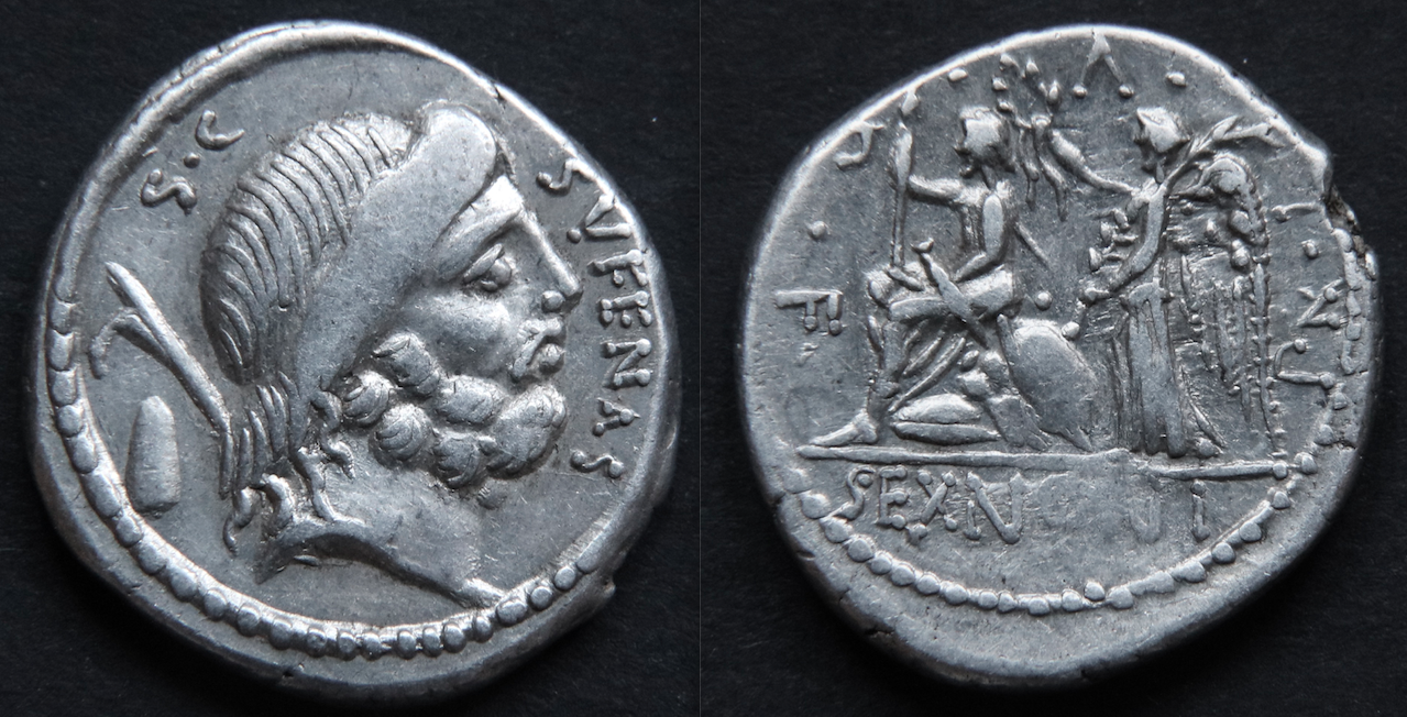 Römische Republik – RRC 421:1, Denar, Sufenas, Saturn.png