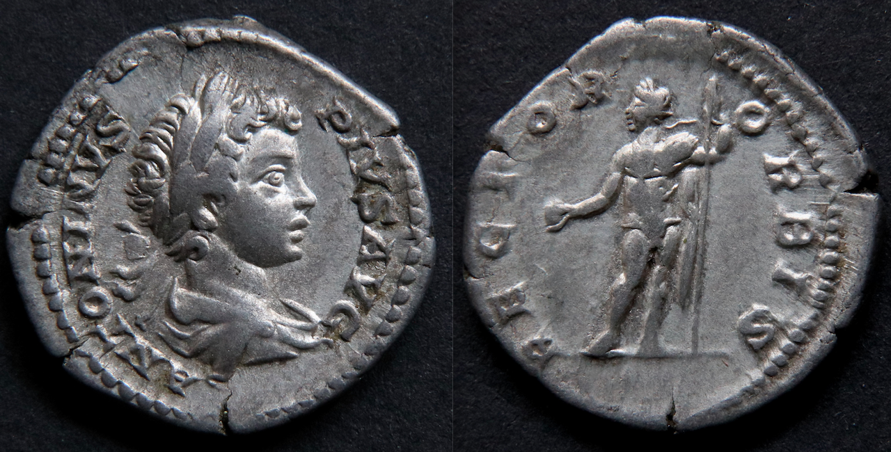 Rom – Caracalla, Denar, Rector Orbis.png