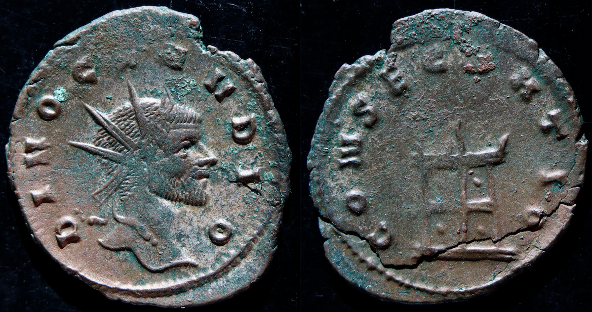 Rom – Claudius II Gothicus, Antoninian, Consecratio.png