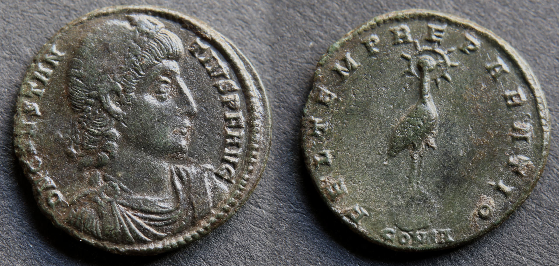 Rom – Constantinus II, AE3, FEL TEMP, Phoenix, CONST (neu).png