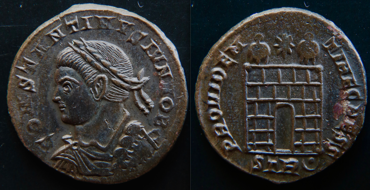 Rom – Constantinus II Junior, AE 3, Lagertor, Trier.png