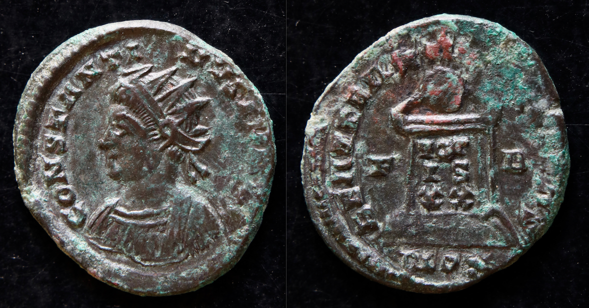Rom – Constantinus II Junior, AE3, Beata Tranquilitas, London.png