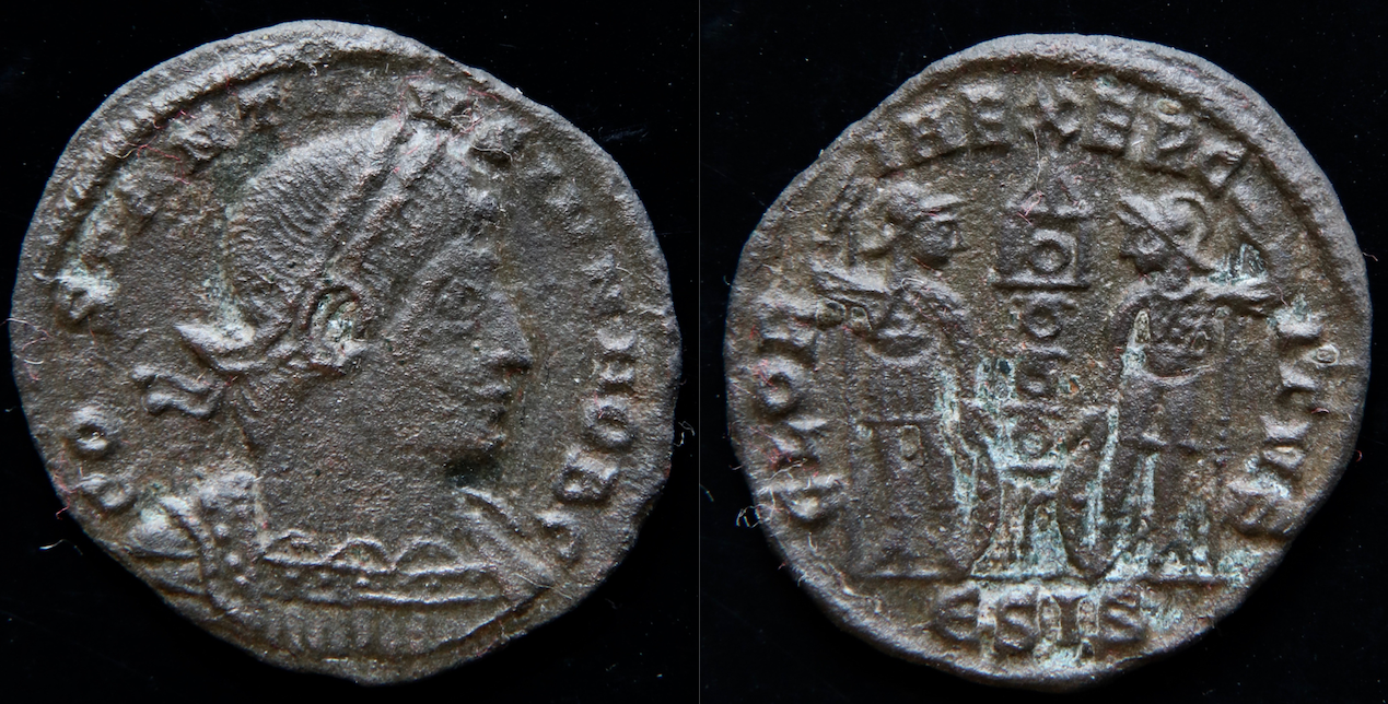 Rom – Constantinus II Junior, AE4, Gloria exercitus, Siscia.png