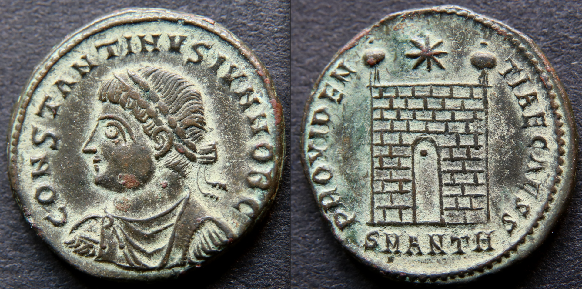 Rom – Constantinus II, Providentiae Caess, Lagertor, Antiochia.png
