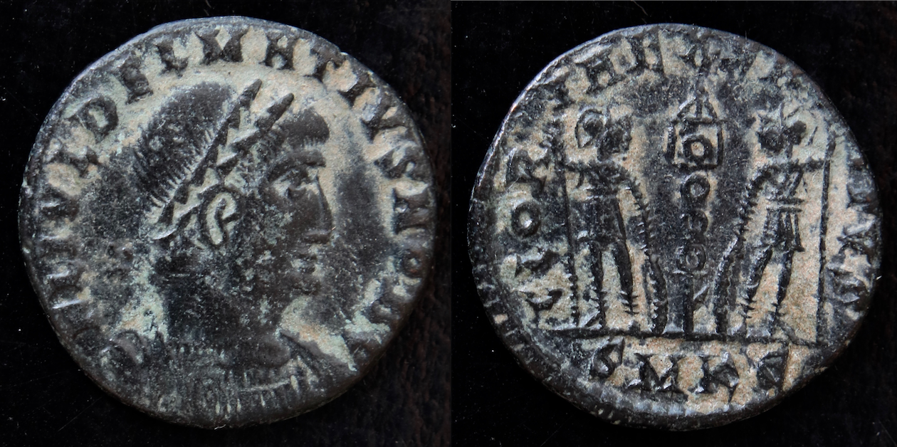 Rom – Delmatius, AE4, Gloria Exercitus 2.png