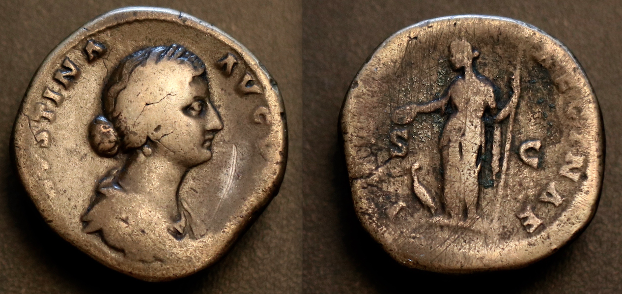 Rom – Faustina II, sesterz, Juno.png