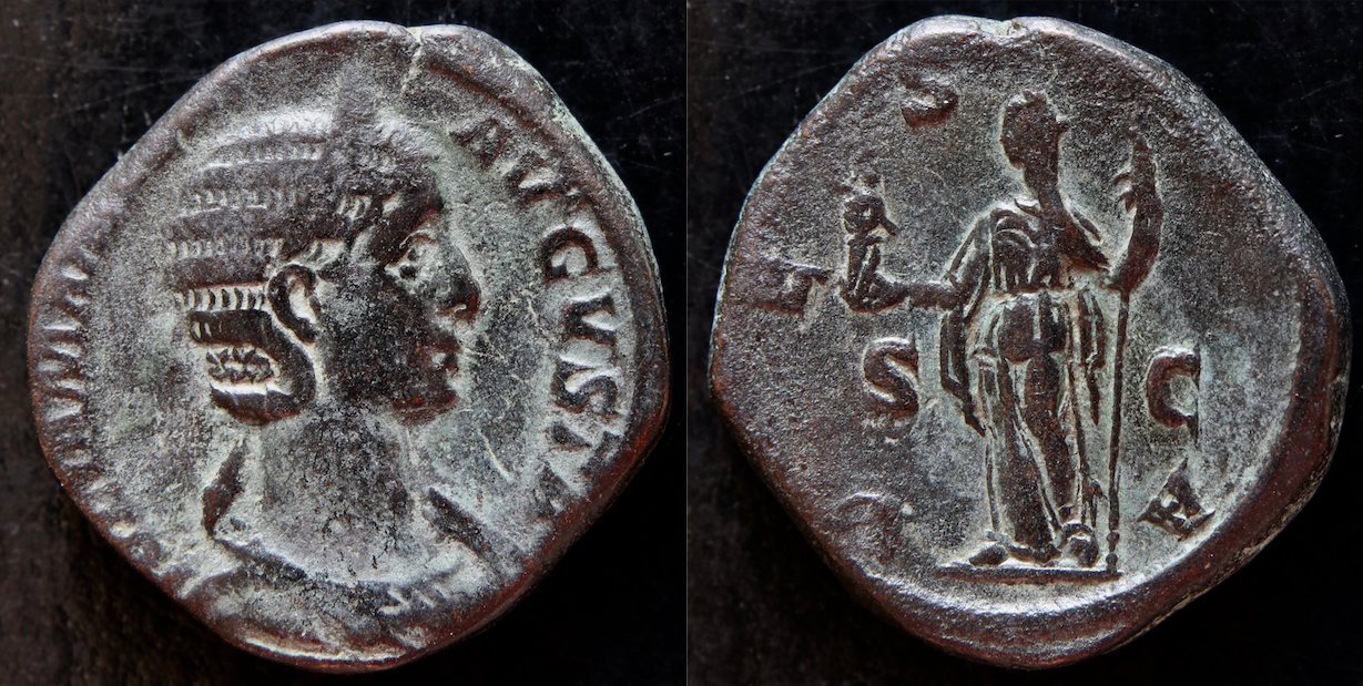 Rom – Julia Mamaea, Sesterz, Vesta (neues Foto).png