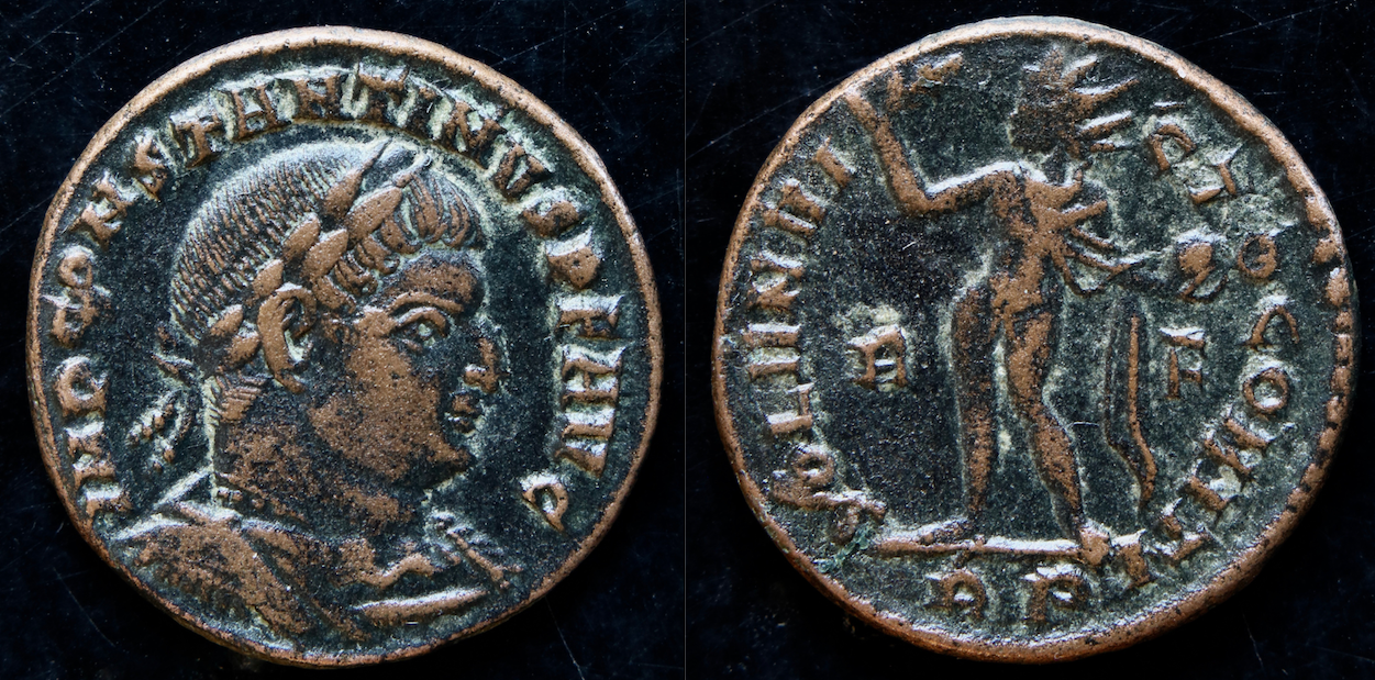 Rom – Konstantin der Große, AE 3, Soli invicto comiti, Rom.png