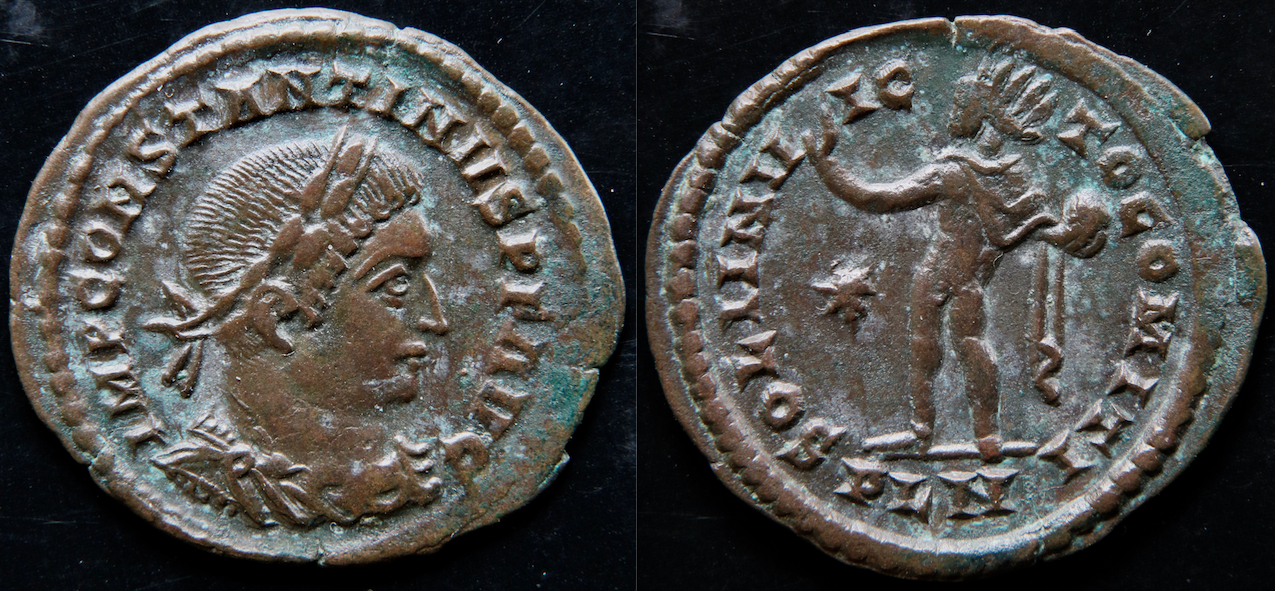 Rom – Konstantin der Große, AE3, Soli invicto comiti, London.png