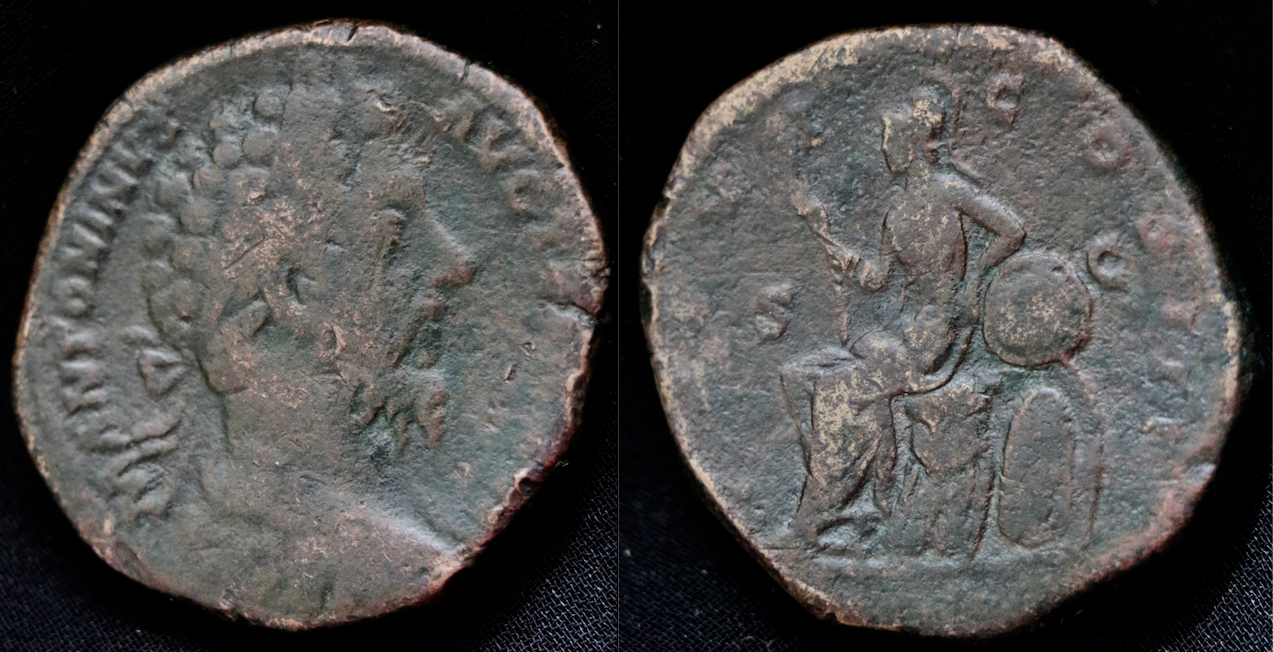 Rom – Marcus Aurelius, Sesterz, Roma (neues Foto).png