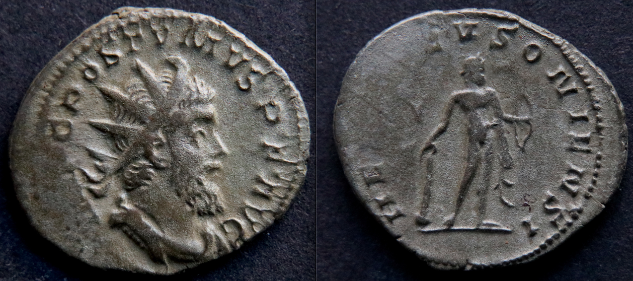 Rom – Postumus, Antoninian, Hercules  Deusoniensis, frühes Porträt.png