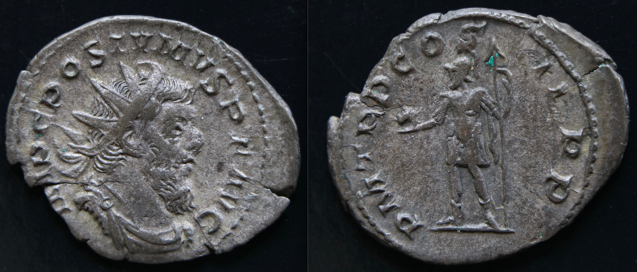 Rom – Postumus, Antoninian, Kaiser stehend.png