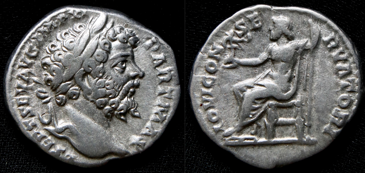 Rom – Septimius Severus, Denar, Jupter sitzend (bearbeitet).png