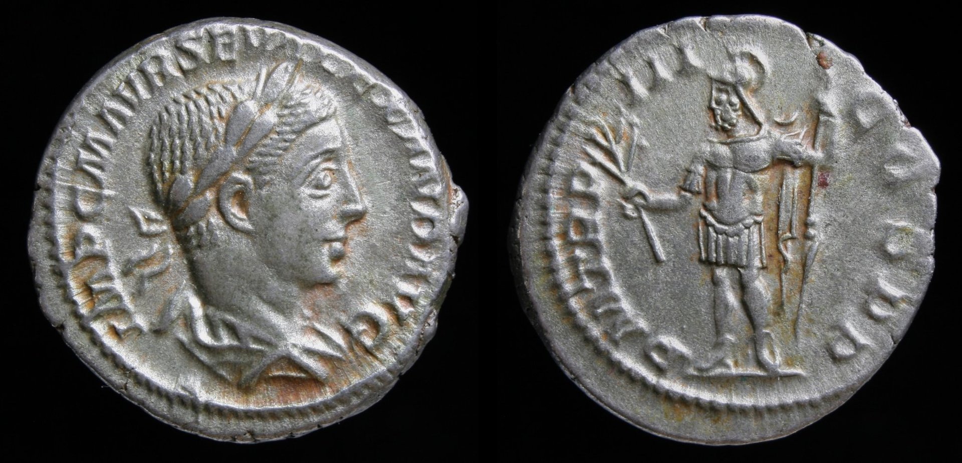 Rom – Severus Alexander, Denar, Mars stehend mit Zweig.jpg