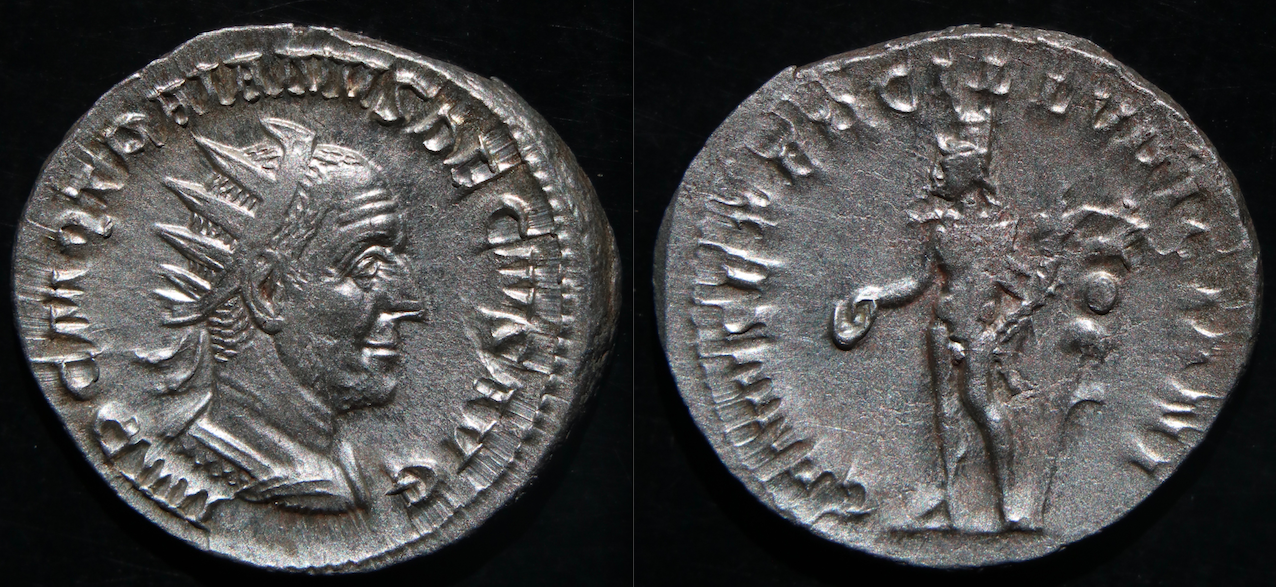 Rom – Trajan Decius, Antoninian, Genius des illyrischen Heers.png