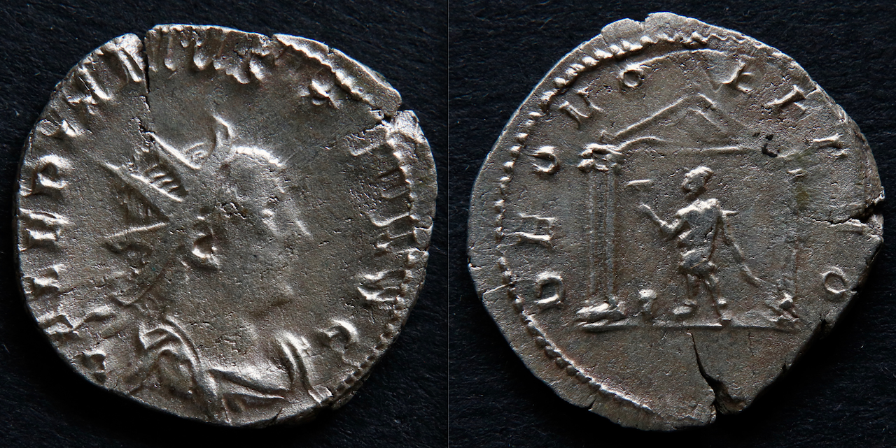 Rom – Valerian I, Antoninian, Vulcan, DEO VOLKANO.png