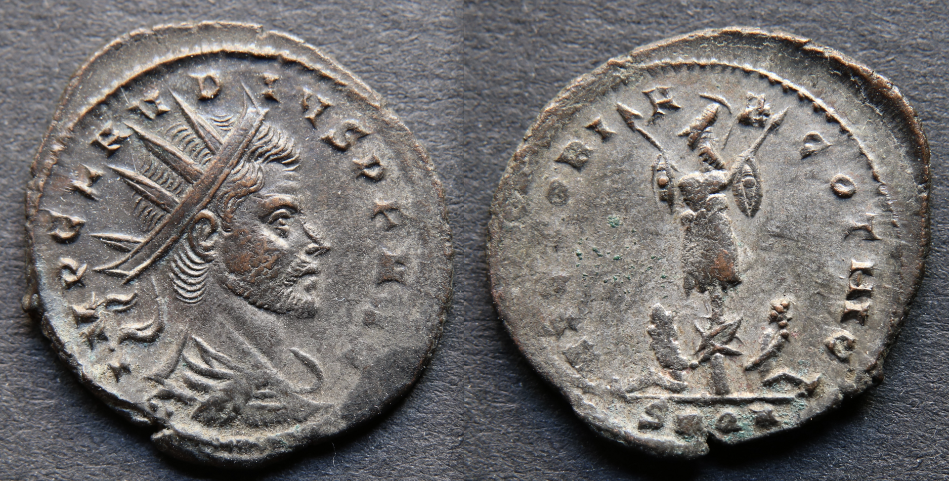Rom - Claudius II, Antoninian, Trophäe, Victoriae Gothic.png