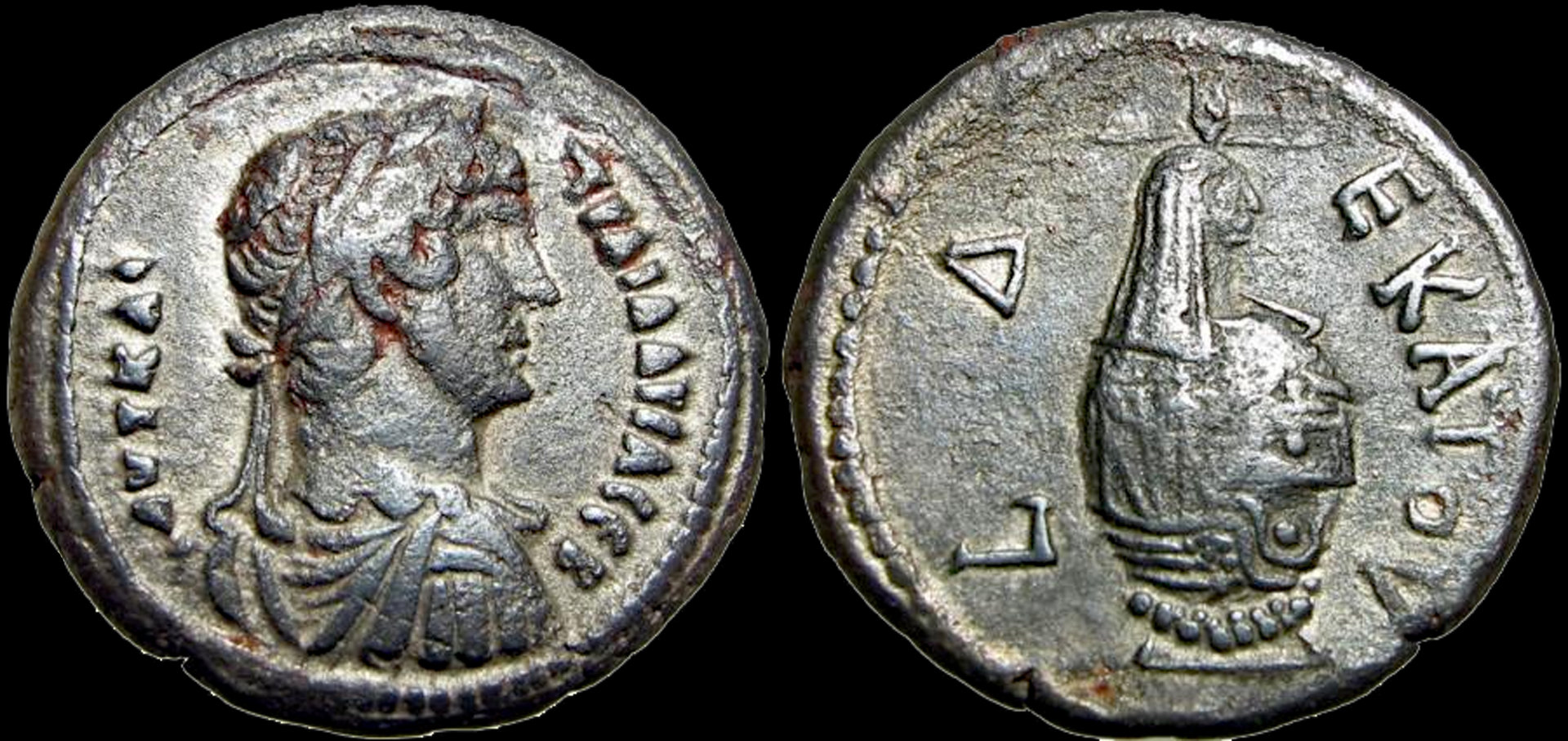 Roman Empire, EGYPT, Alexandria. Hadrian. AD 117-138. Canopic jar reverse, 26mm, 12.66 g, 12h.jpg