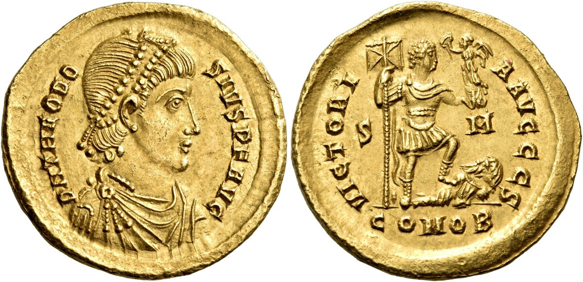 Roman Empire Gold Solidus of Theodosius I (minted in Sirmium sometime between 393 and 395).jpg